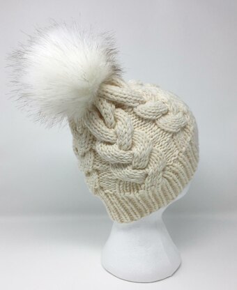 White Braided Cable Hat