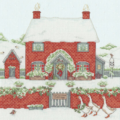 Bothy Threads Christmas Cottage Cross Stitch Kit - 26 x 26cm