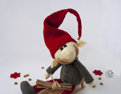 Elf Christmas doll knitted flat