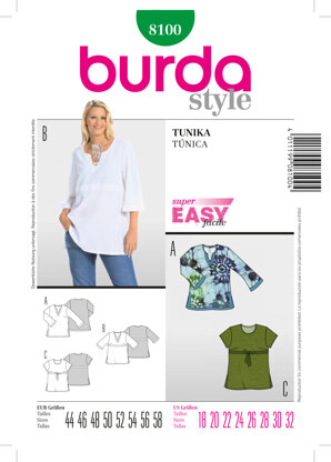 Burda Burda Style, Tunic B8100 - Paper Pattern, Size 18-32