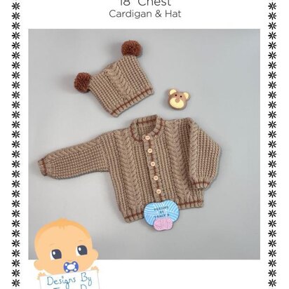 Martin Baby Cardigan  and Hat knitting pattern 18 inch chest size