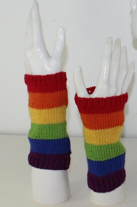 Rainbow Beanie and Wristwarmers