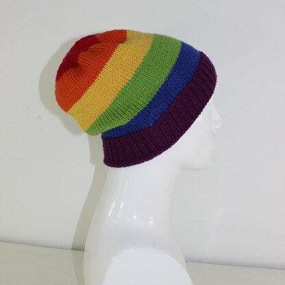 Rainbow Beanie and Wristwarmers