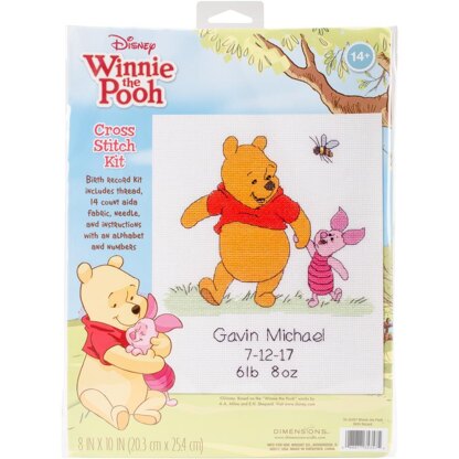Dimensions Disney Counted Cross Stitch Kit - Winnie the Pooh Birth Record - 8in x 10in