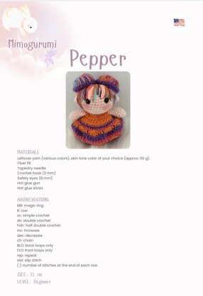 Pepper – Adorable Crochet Doll Pattern Available in English and Portuguese