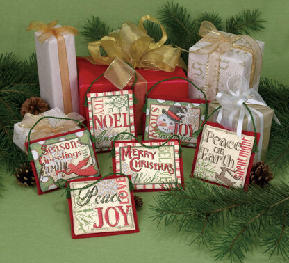 Dimensions Counted Cross Stitch Kit: Ornament: Christmas Sayings: Set of 6 - 13cm (5in)