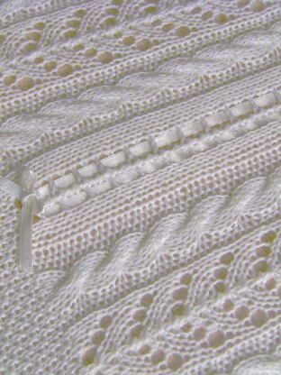 Lace and Cable Baby Blanket - P053