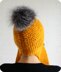 Long Earflap Hat with Faux Fur Pompom