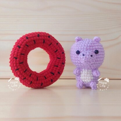 Frog and Hippo in Fruit Swim Rings