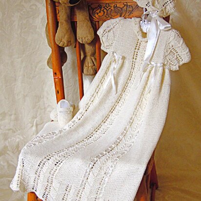 Christening gown, bonnet and shoes set - P005