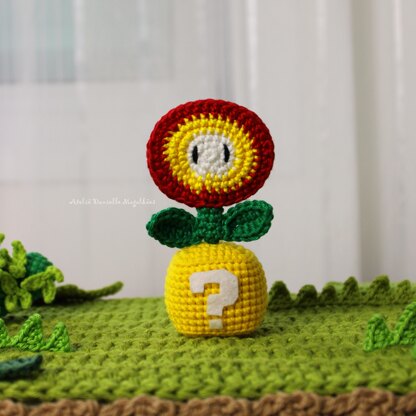 Fire-Flower & Question Block Amigurumi Pattern – Video Game Inspired Fanart (PDF)
