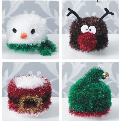 Knitted Christmas Toilet Roll Covers in King Cole Tinsel Chunky & Dollymix DK - 9083 - Downloadable PDF - knitting pattern