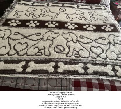 Whimsical Doggy Blanket Overlay Mosaic Crochet Pattern