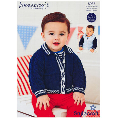 Baby Boy's Jacket with Hood in Stylecraft Wondersoft DK - 8937