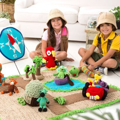 Safari Play Set in Red Heart Super Saver Economy Solids - LW3916