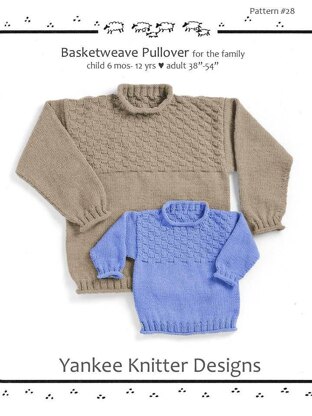 #28 Basketweave Pullover- Child & Adult Sweater