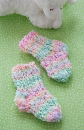 Cozy Toes Socks in Red Heart Baby Clouds - LW3838