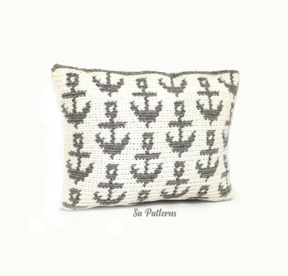 Anchor Tapestry Crochet Clutch