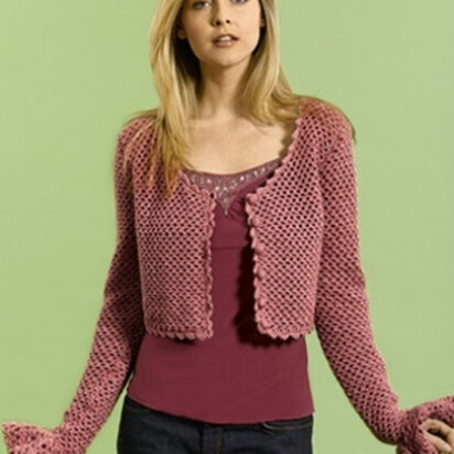 Lacy Cropped Cardigan in Caron Simply Soft - Downloadable PDF