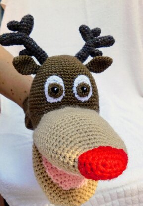 Rudolph, the reindeer, amigurumi hand puppet