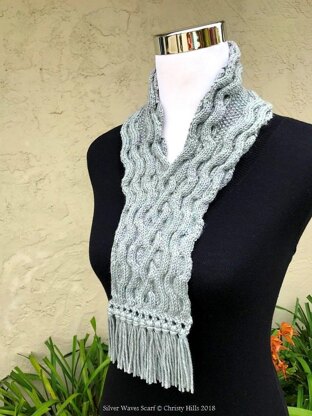 Silver Waves Scarf ( Cowl / Stay On / Cable Scarf Knitting Pattern )
