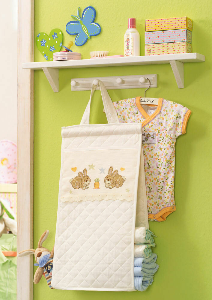 Made with Love Cute Bunny Hanging Nappy Stacker in Anchor