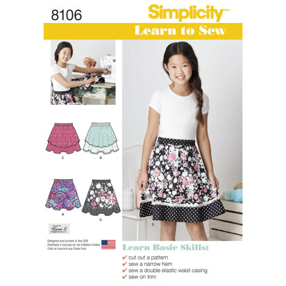 Simplicity Learn To Sew Skirts for Girls and Girls Plus 8106 - Sewing Pattern