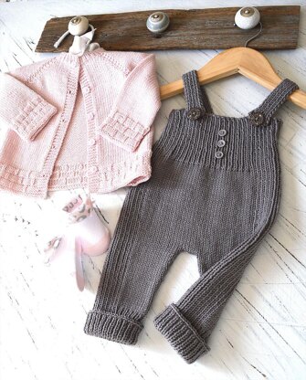 Tiny tots top down cardigan and overalls - P116