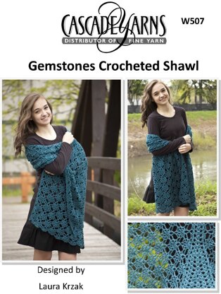 Gemstones Crocheted Shawl in Cascade Hollywood - W507