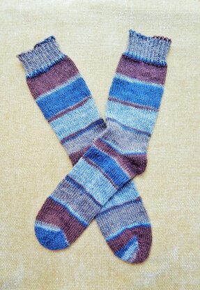 Toe-up Socks using German Short Rows (Self Striping Yarn)