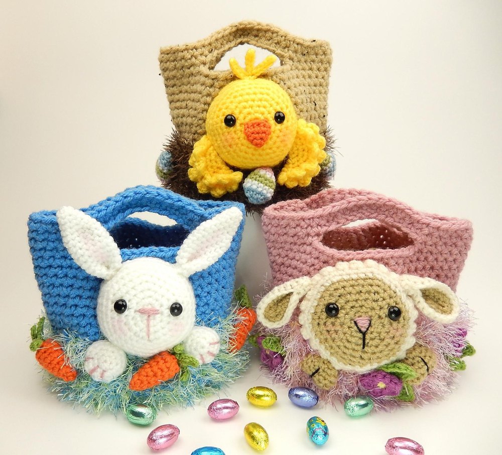 Easter Treat Bags, Bunny, Chick and Lamb Crochet pattern by Moji-Moji  Design | LoveCrafts