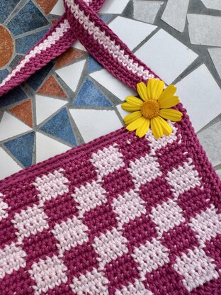 Checkered Baguette Bag