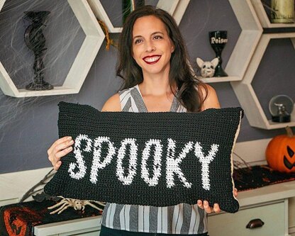 Spooky Crochet Pillow Cover