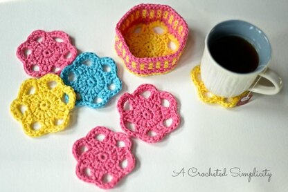 Flower Drink Coasters & Caddy