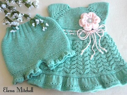 Knitting PATTERN Baby Dress Knitted Diaper Cover by Elena Mitchell