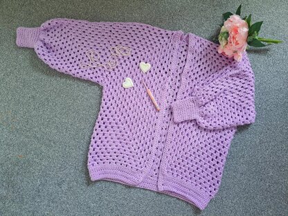 Crochet Lilac Hexagon Cardigan Pattern