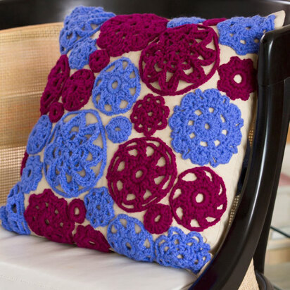 Circle Motif Pillow in Red Heart with Love Solids - LW4481 - Downloadable PDF