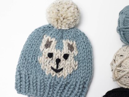 Bear Face Chunky Winter Pompom Hat