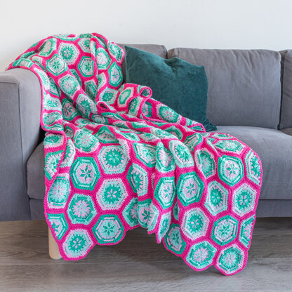 Flower Hexagon Blanket in Yarn and Colors Epic - YAC100146 - Downloadable PDF
