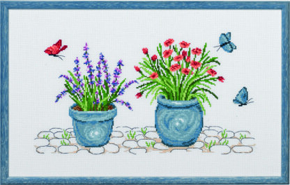 Permin Lavender & Carnation  Cross Stitch Kit - 27 x 44 cm