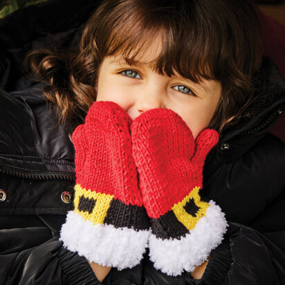 Kids Santa Mittens in Sirdar Snuggly Snowflake Chunky 50g - 2609 - Downloadable PDF