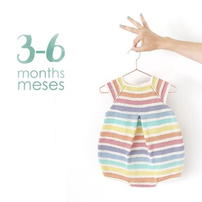 Size 3-6 months - Rainbow Romper PDF Knitting Pattern