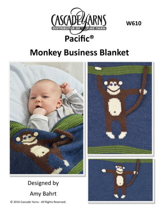 Monkey Business Blanket in Cascade Yarns Pacific - W610 - Downloadable PDF
