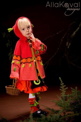 Whimsical Forest. Peek-A-Boo Hand knitted coat with crochet details