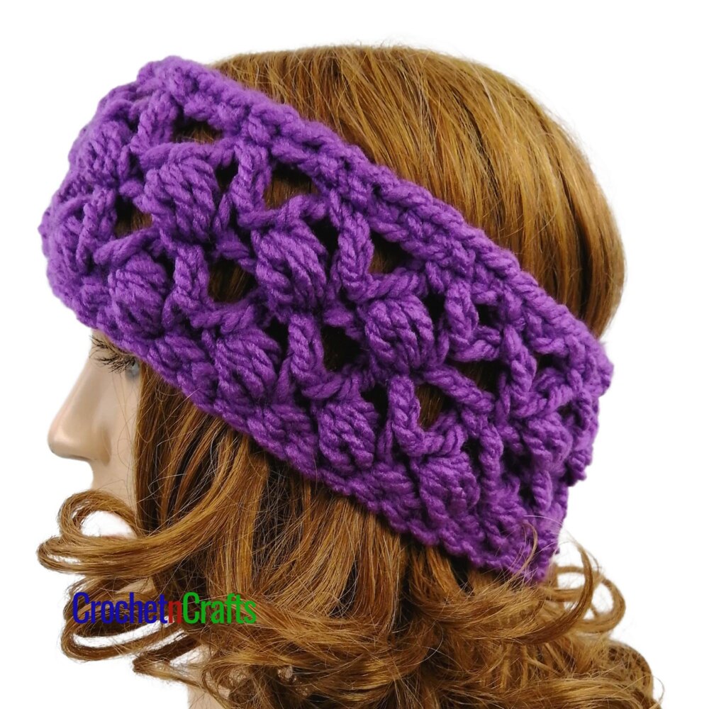 Slanted Puffs Crochet Ear Warmer Pattern Crochet pattern by - Main Image