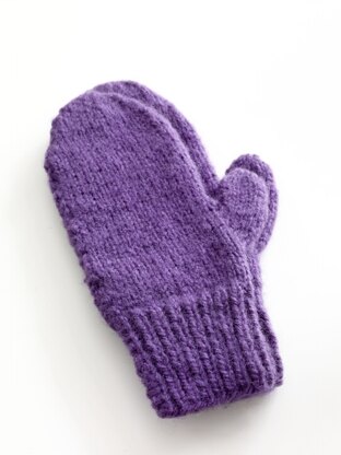 Easy-Knit Mittens in Lion Brand Jiffy - 80672AD