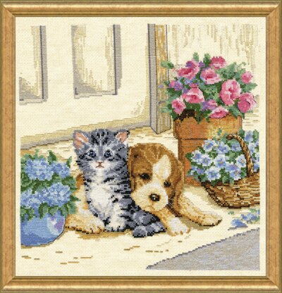Design Works Kitten and Puppy Counted Cross Stitch Kit - 30.5 x 30.5cm