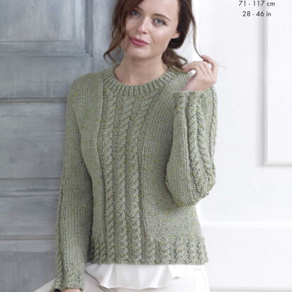 Cabled Cardigan & Sweater in King Cole Chunky Tweed - 5013 - Downloadable PDF