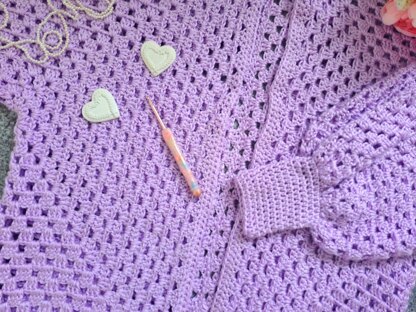 Crochet Lilac Hexagon Cardigan Pattern