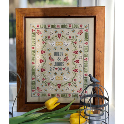 Historical Sampler Company Bee Wedding - Downloadable PDF